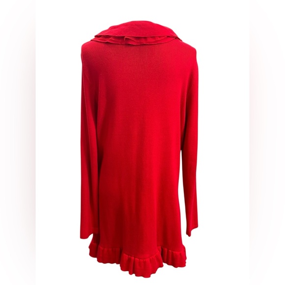 Red Ruffled Women's Cardigan - Picture 5 of 10